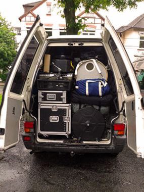 Tour van with equipment